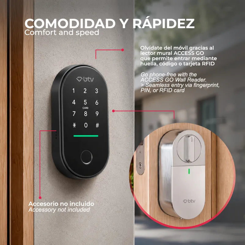Lector Acceso Mural Access Go BTV Control Tarjetas Huella - vista detalle