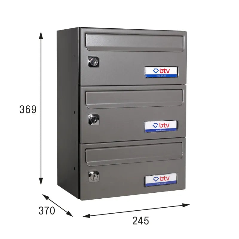 BUZON BARAJAS TRIPLE (3 BUZONES) 245x370 GRIS - vista detalle