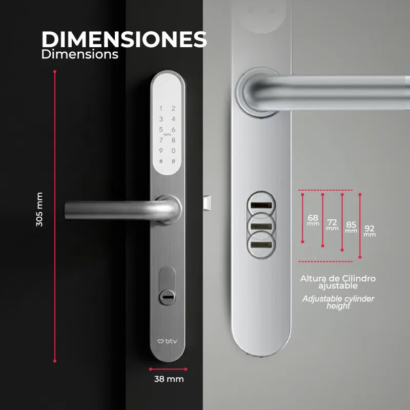 Cerradura Inteligente Atlas Multimetodo BTV Blanco Huella Dactilar App WiFi Puerta Blindada Antiokupa - imagen 4