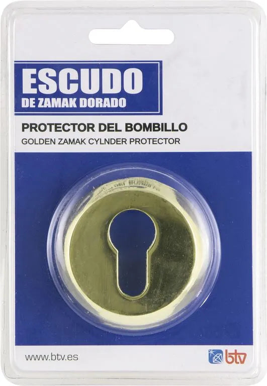 ESCUDO CIRCULAR ZAMAK DORADO - vista lateral