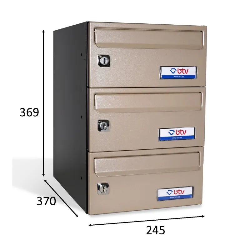 BUZON BARAJAS TRIPLE (3 BUZONES) 245x370 ARENA PERLADA - vista detalle