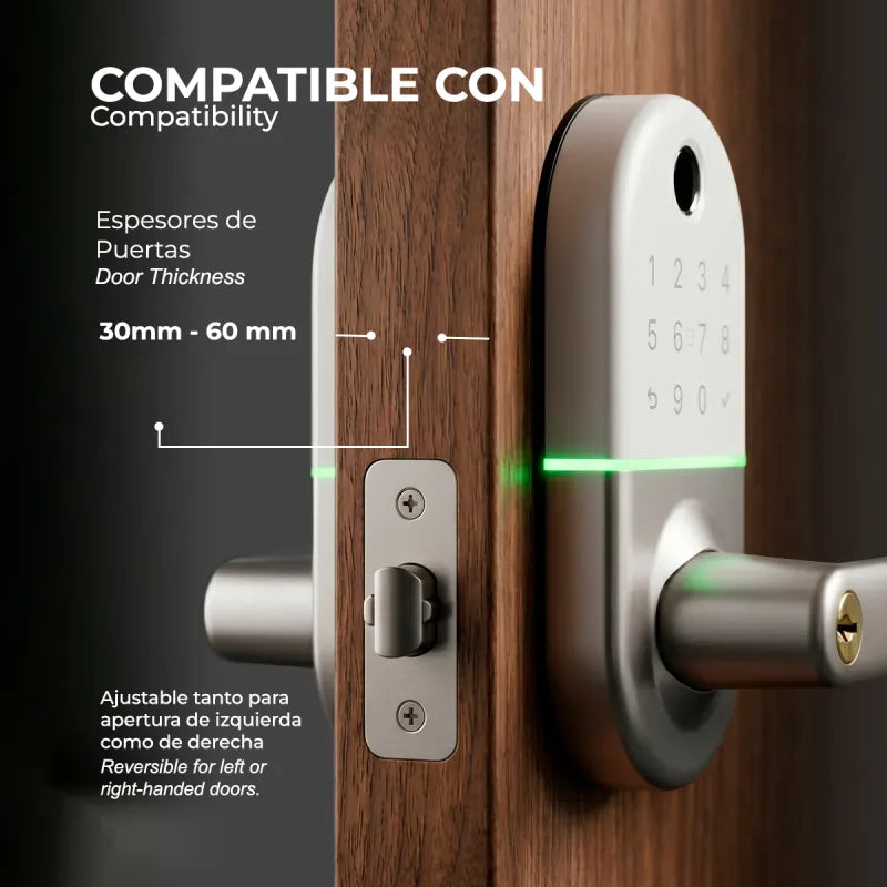 Cerradura Inteligente Neko Multimetodo BTV Negro Huella Dactilar App WiFi Puerta Blindada Antiokupa - vista detalle