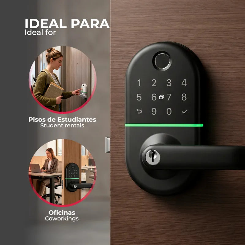 Cerradura Inteligente Neko Multimetodo BTV Negro Huella Dactilar App WiFi Puerta Blindada Antiokupa - imagen 7