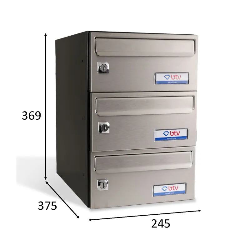 BUZON BARAJAS TRIPLE (3 BUZONES) 245x370 ACERO INOXIDABLE SATINADO - vista detalle