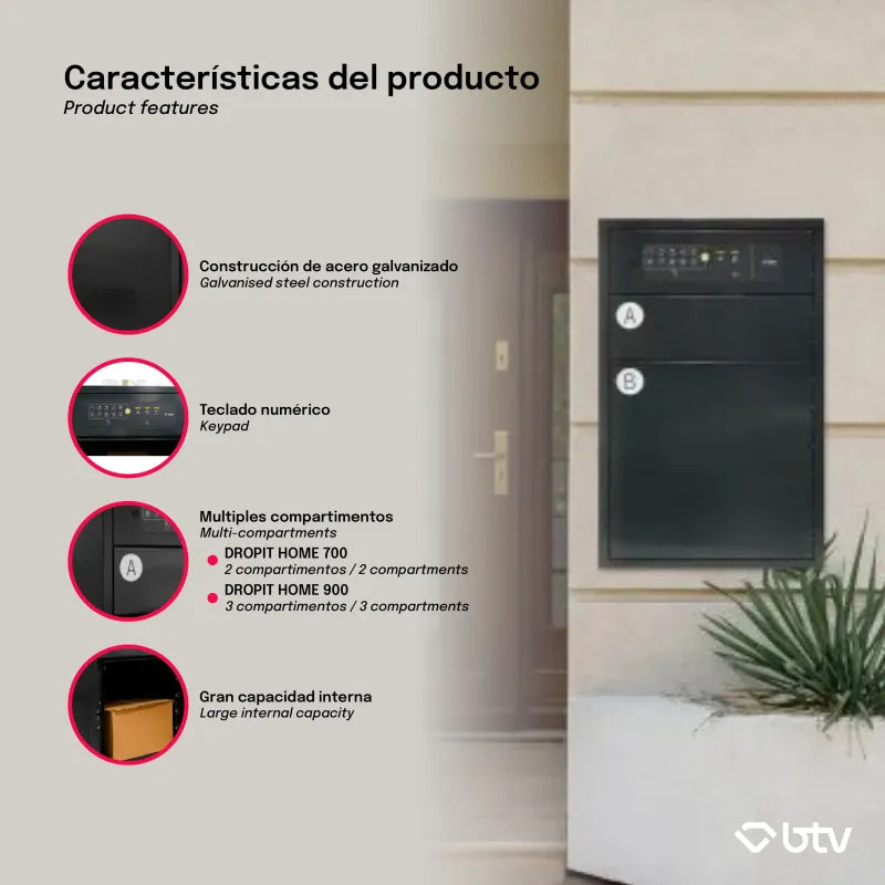 DROPIT HOME 700 BUZÓN DE PAQUETERÍA - vista lateral