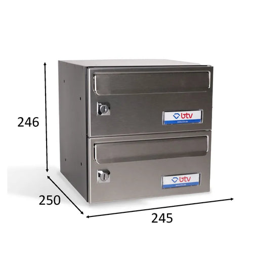 BUZON BARAJAS DOBLE (2 BUZONES) 245x250 ACERO INOXIDABLE SATINADO - vista detalle