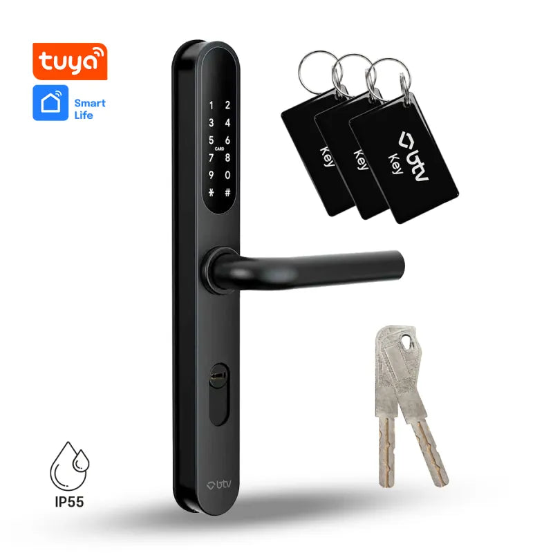 Cerradura Inteligente Atlas Multimetodo BTV Negro Huella Dactilar App WiFi Puerta Blindada Antiokupa - vista principal