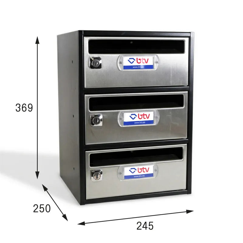 BUZÓN MONCAYO TRIPLE (3 BUZONES) ACERO INOX - vista detalle