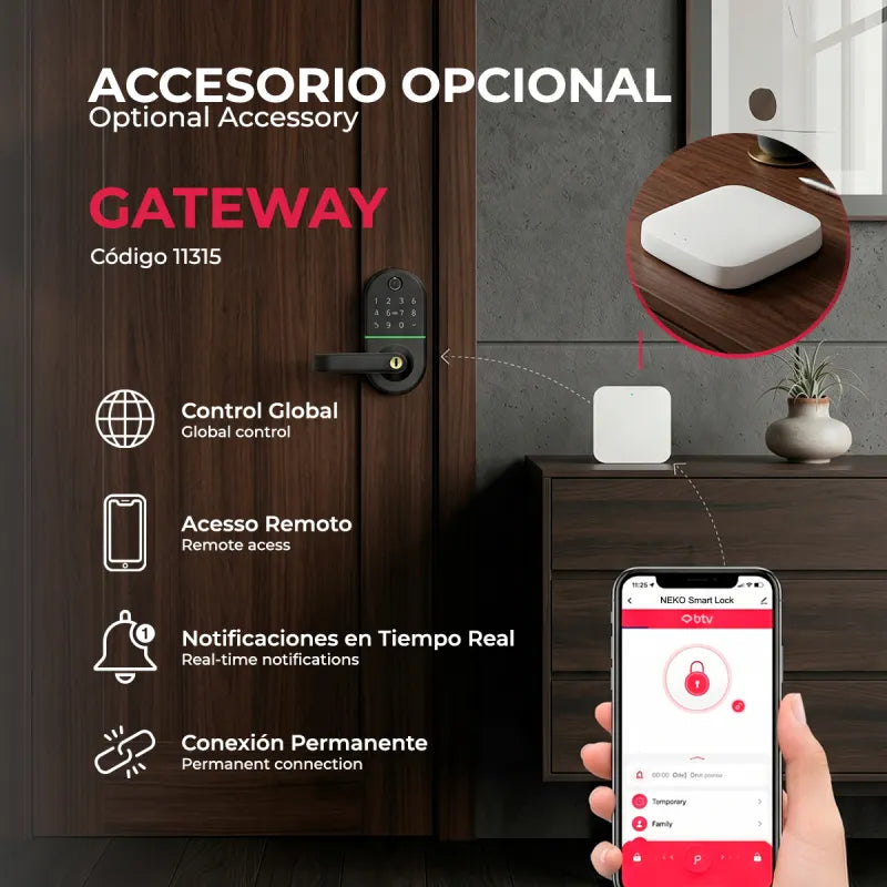 Cerradura Inteligente Neko Multimetodo BTV Negro Huella Dactilar App WiFi Puerta Blindada Antiokupa - imagen 6