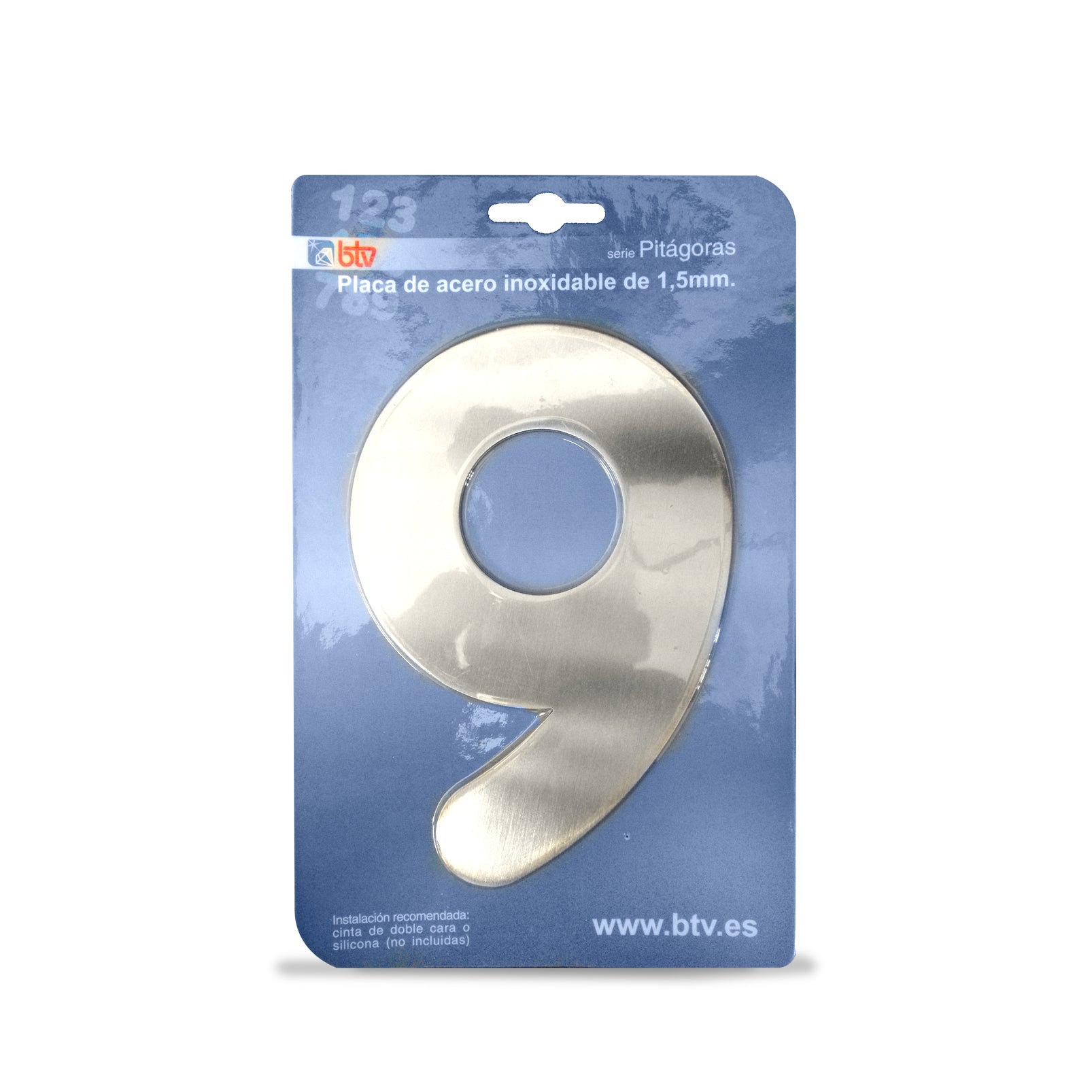 PLACA '9'  INOX ALTO 15,5 CM Rincon Blindado - vista principal