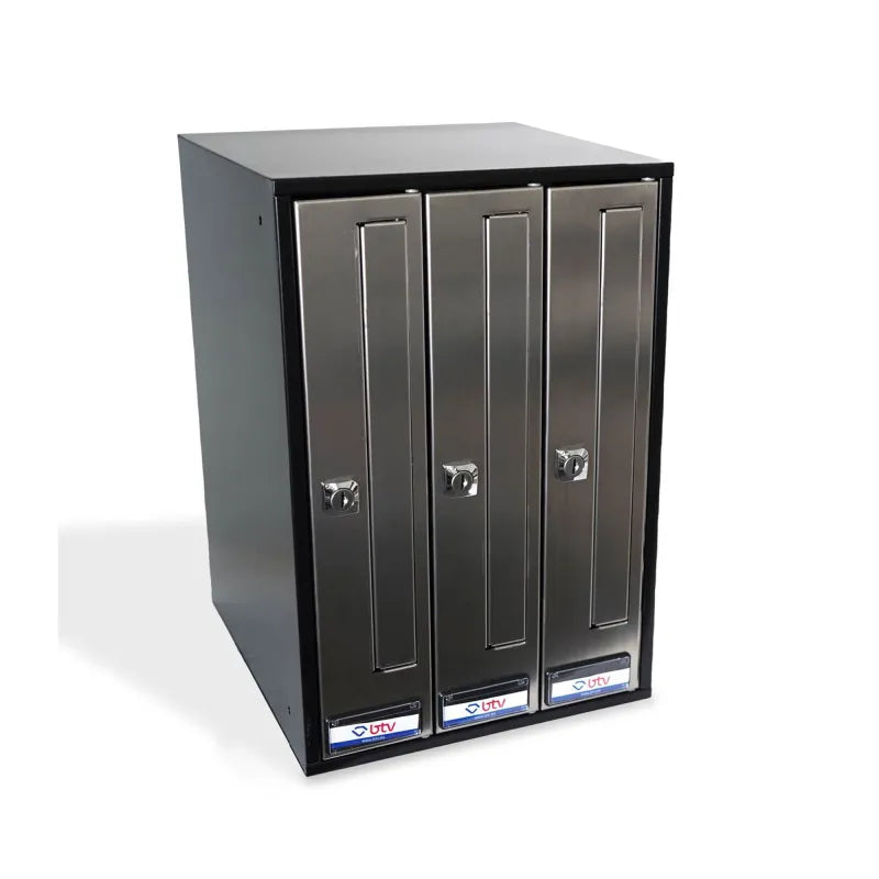 BUZON PRISMA FRONTAL G3 CUERPO NEGRO PUERTA INOXIDABLE BRILLO - vista principal