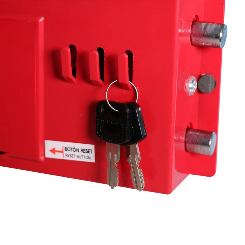 CAJA FUERTE MINIBANK ROJA - vista lateral