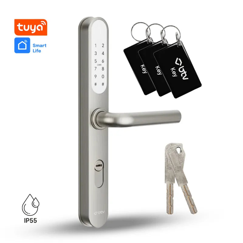 Cerradura Inteligente Atlas Multimetodo BTV Blanco Huella Dactilar App WiFi Puerta Blindada Antiokupa - vista principal