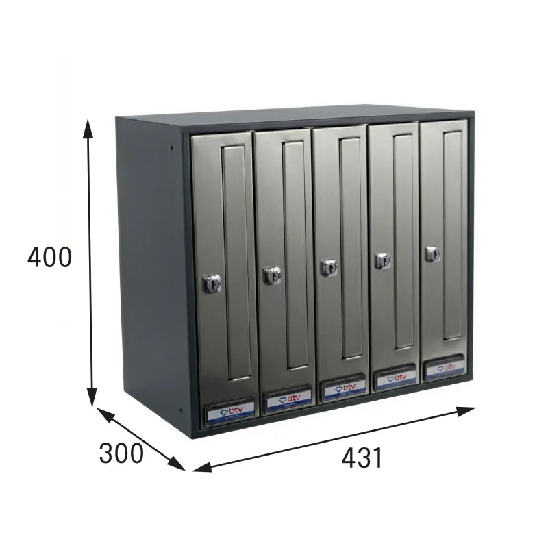 BUZON PRISMA FRONTAL G4 CUERPO ANTRACITA PUERTA INOXIDABLE SATINADO - vista detalle