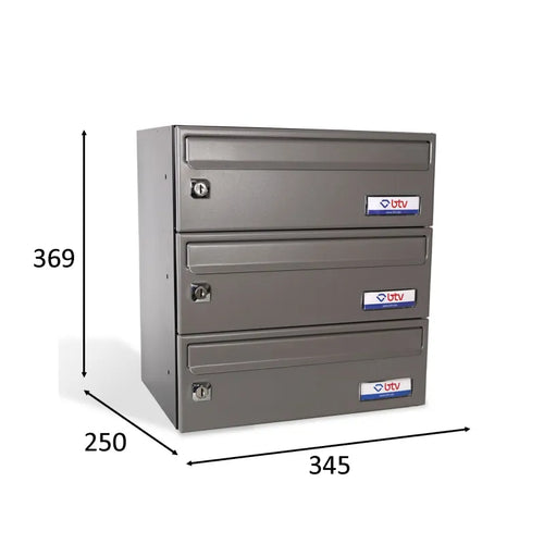 BUZON BARAJAS TRIPLE (3 BUZONES) 345x250 GRIS - vista detalle