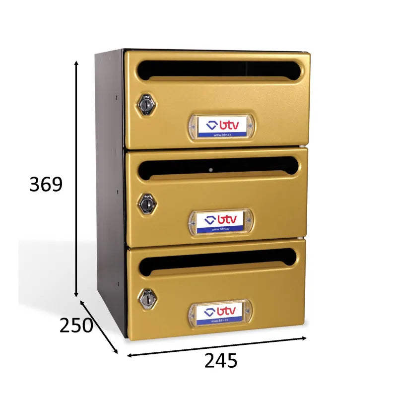 BUZON MERCURIO TRIPLE (3 BUZONES) DORADO - vista detalle
