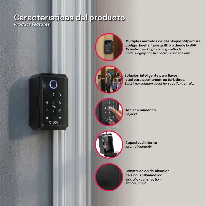 GUARDALLAVES ELECTRÓNICO TEKEY CON BLUETOOTH - vista lateral