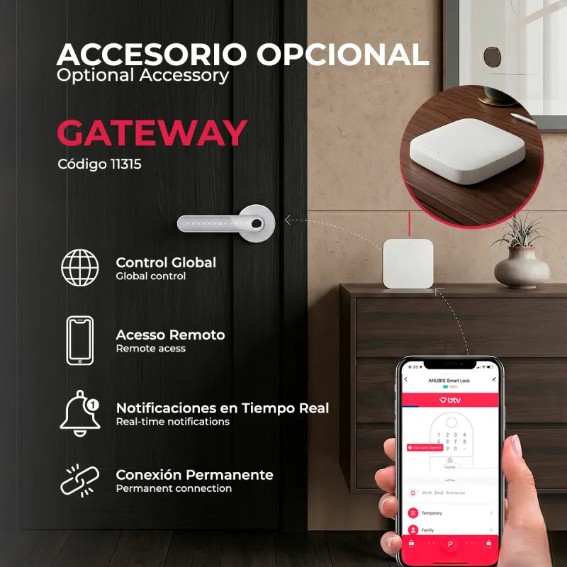 Cerradura Inteligente Anubis Multimetodo BTV Negro Huella Dactilar App WiFi Puerta Blindada Antiokupa - imagen 6