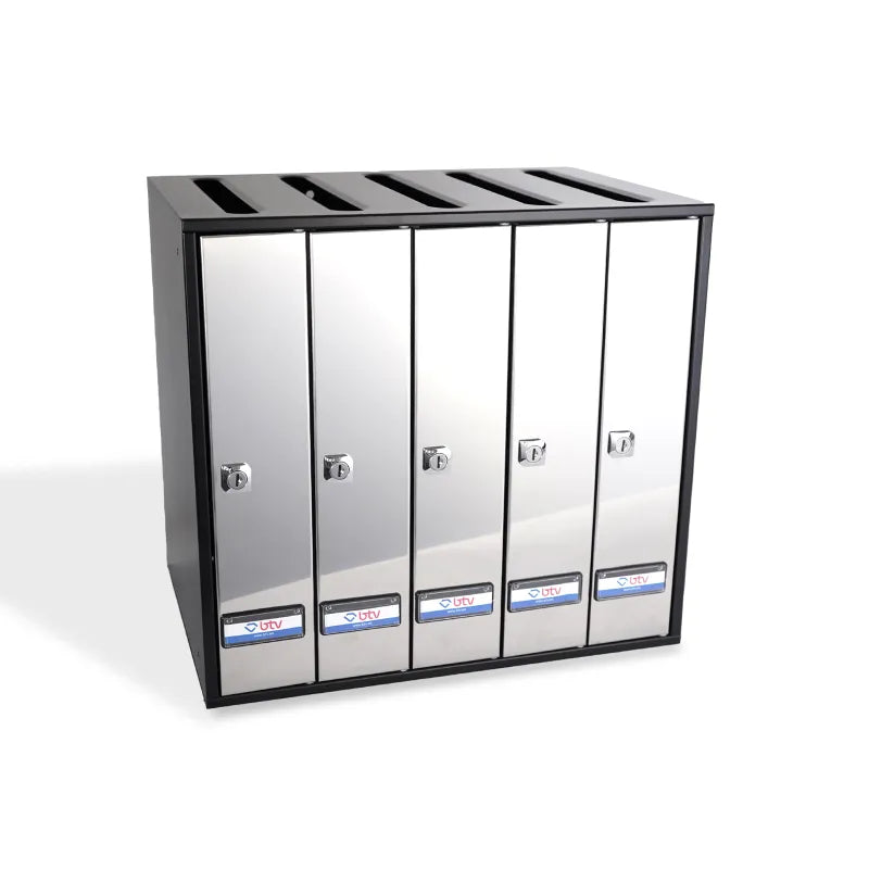 BUZON PRISMA SUPERIOR G5 CUERPO NEGRO PUERTA INOXIDABLE SATINADO - vista principal