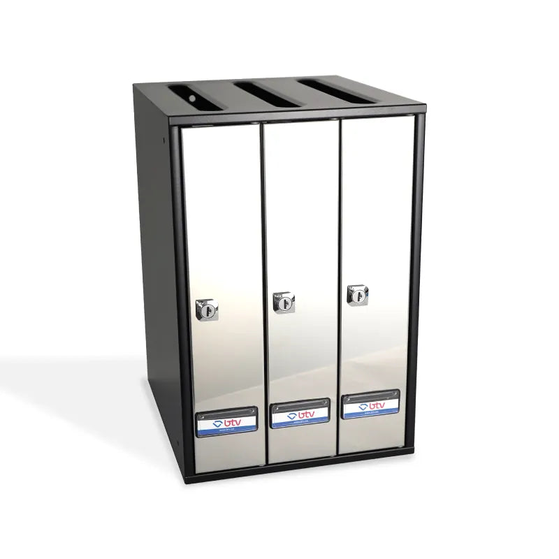 BUZON PRISMA SUPERIOR G5 CUERPO NEGRO PUERTA INOXIDABLE SATINADO - vista lateral