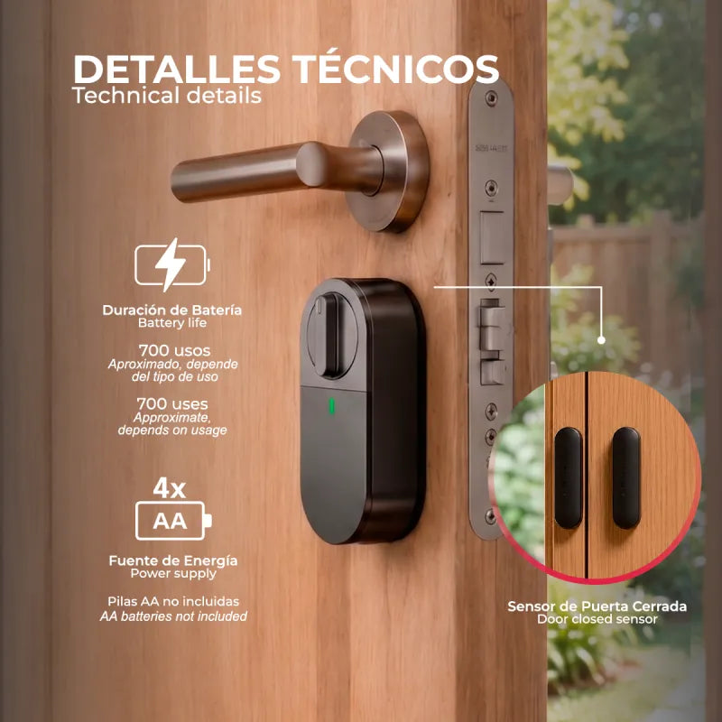 Cerradura Inteligente Argos Girallaves BTV Negro Huella Dactilar App WiFi Puerta Blindada Antiokupa - vista lateral