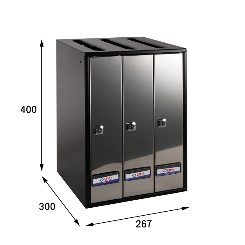 BUZON PRISMA SUPERIOR G3 CUERPO NEGRO PUERTA INOX BRILLO - imagen 4