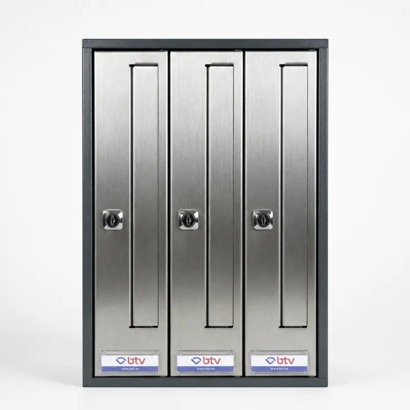 BUZON PRISMA FRONTAL G3 CUERPO ANTRACITA PUERTA INOXIDABLE SATINADO - vista principal