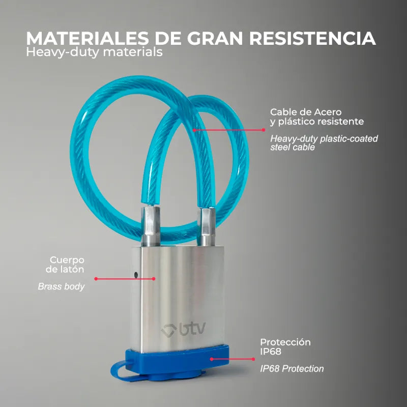 CANDADO THOR 50 CON SIRGA ACERO - vista lateral
