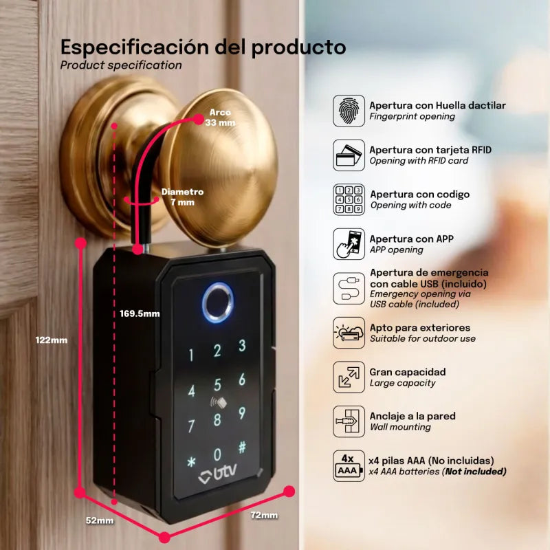 GUARDALLAVES ELECTRÓNICO TEKEY CON BLUETOOTH - vista detalle